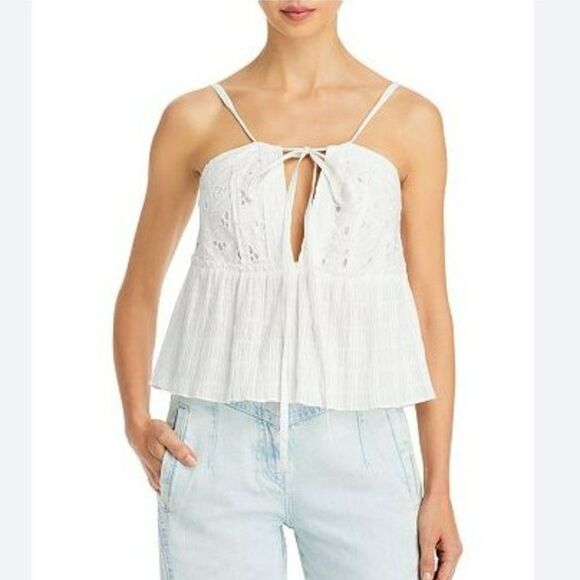 IRO Mireya Eyelet Strappy Halter Neck Peplum Top - Picture 5 of 14